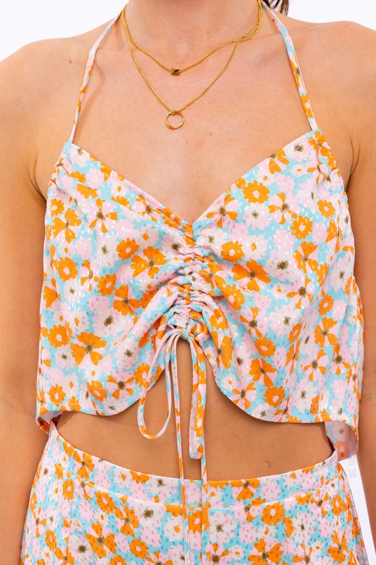 Tracie Floral Halter Crop Top