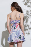 Alaina Printed Cutout Dress in Blue
