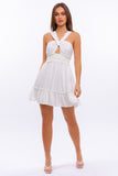 James Halter Tiered Dress in White