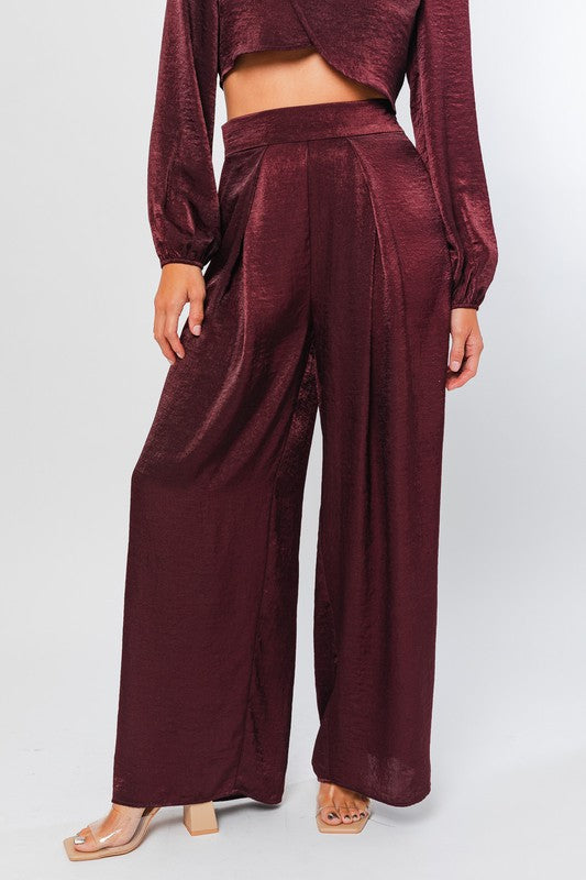 Rosa Pleated Satin Pant