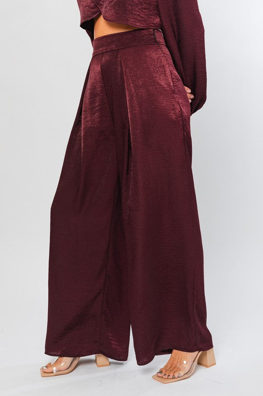 Rosa Pleated Satin Pant