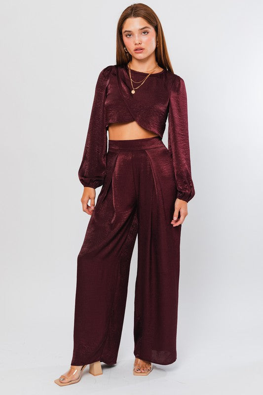 Rosa Pleated Satin Pant