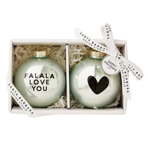 Glass Ornament Set - Falala Love You - Set of 2