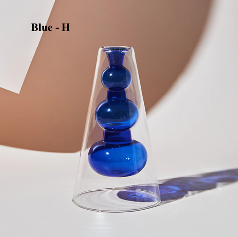 Blue Nordic Hydroponic Colored Glass Vase