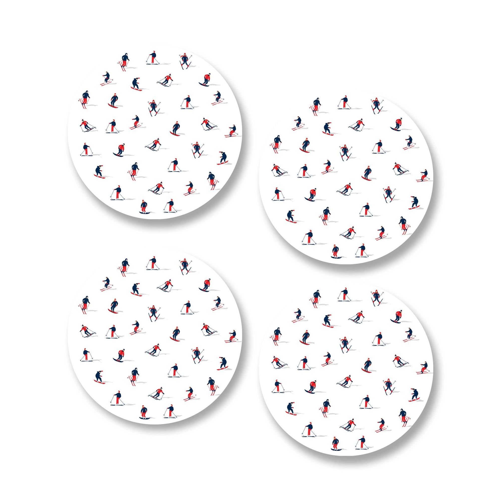 Ceramic Coasters (Set of 4) - Skiers