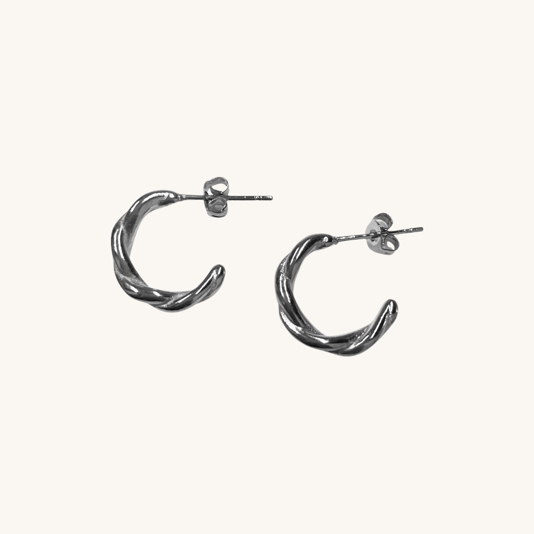 Capri Silver Twist Hoops