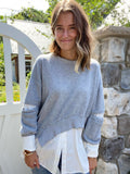 Cade Knit Sweater Shirt Tunic in Grey