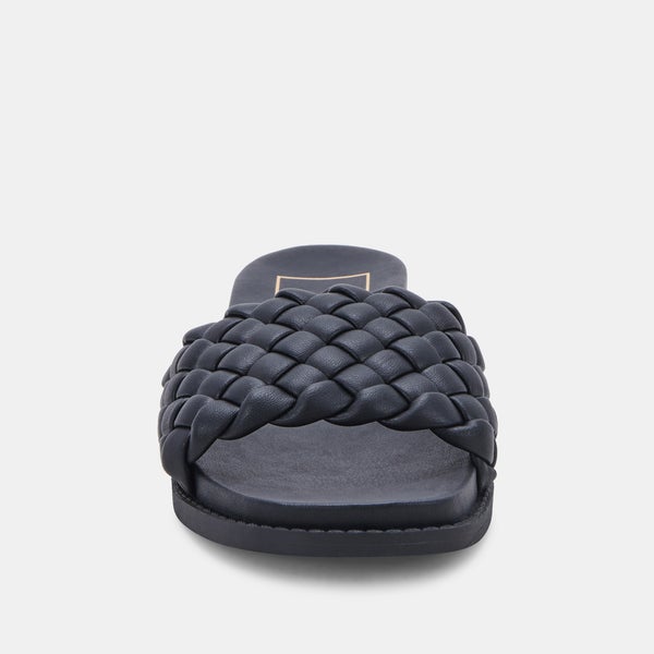 Grazie Woven Slide Sandal in Black