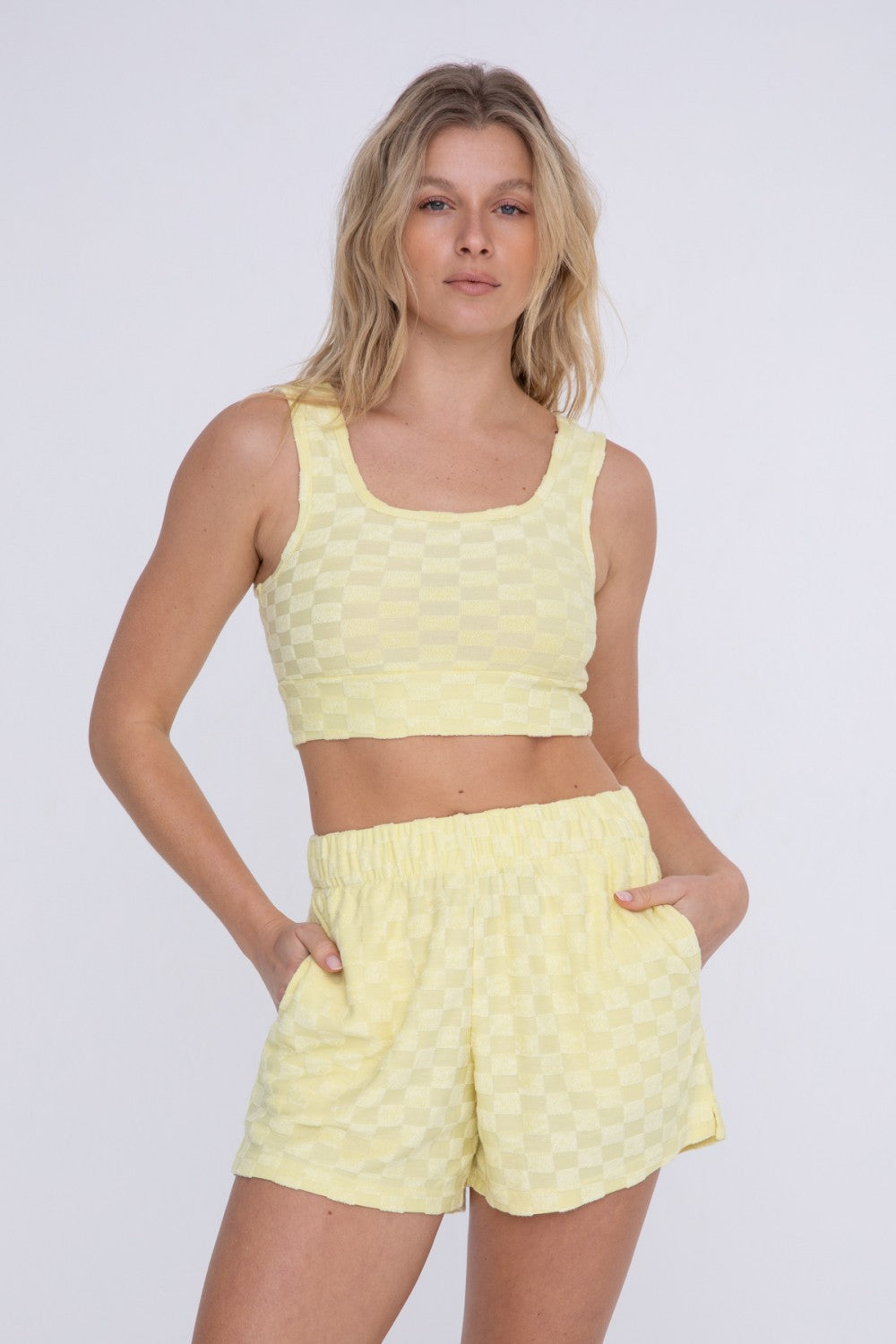 Terry Checkered Crop Top
