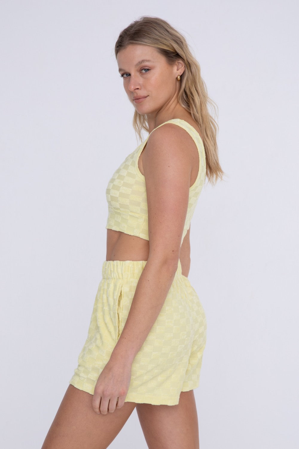 Terry Checkered Crop Top