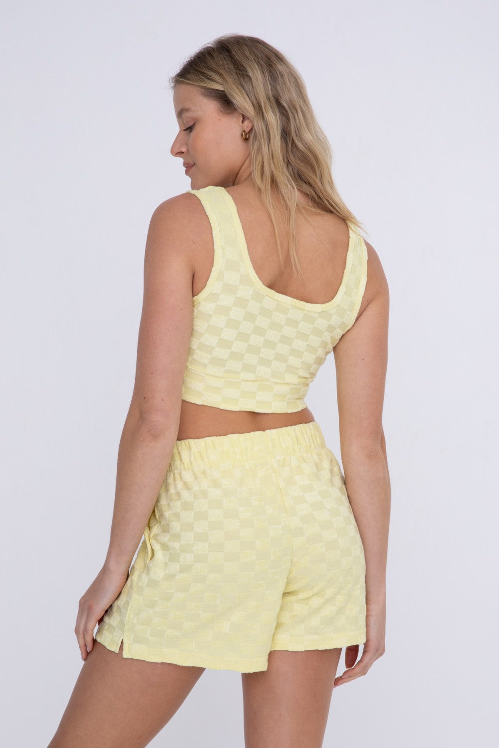 Terry Checkered Crop Top