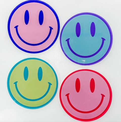 Blue Smiley Face Coaster