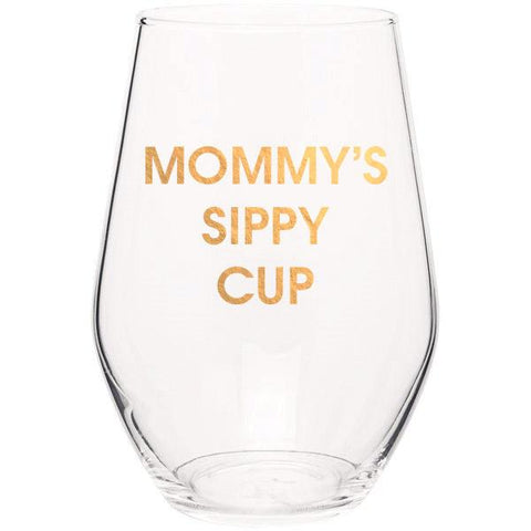 MOMMY'S SIPPY CUP - GOLD FOIL STEMLESS WINE GLASS - sanitystyle