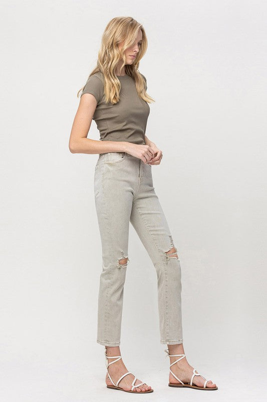 Kass Distressed Straight Jean