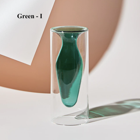 Dark Green Nordic Hydroponic Colored Glass Vase