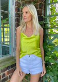 Paige Cowl Neck Tank Top in Lime