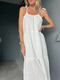 Rory Gauze Tiered Dress in White