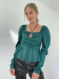 Ruby Satin Tie Front Blouse